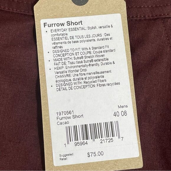 NWT Prana Men’s‎ Furrow Shorts in Cacao Size 40 inseam 8” 1970561 - Picture 6 of 6